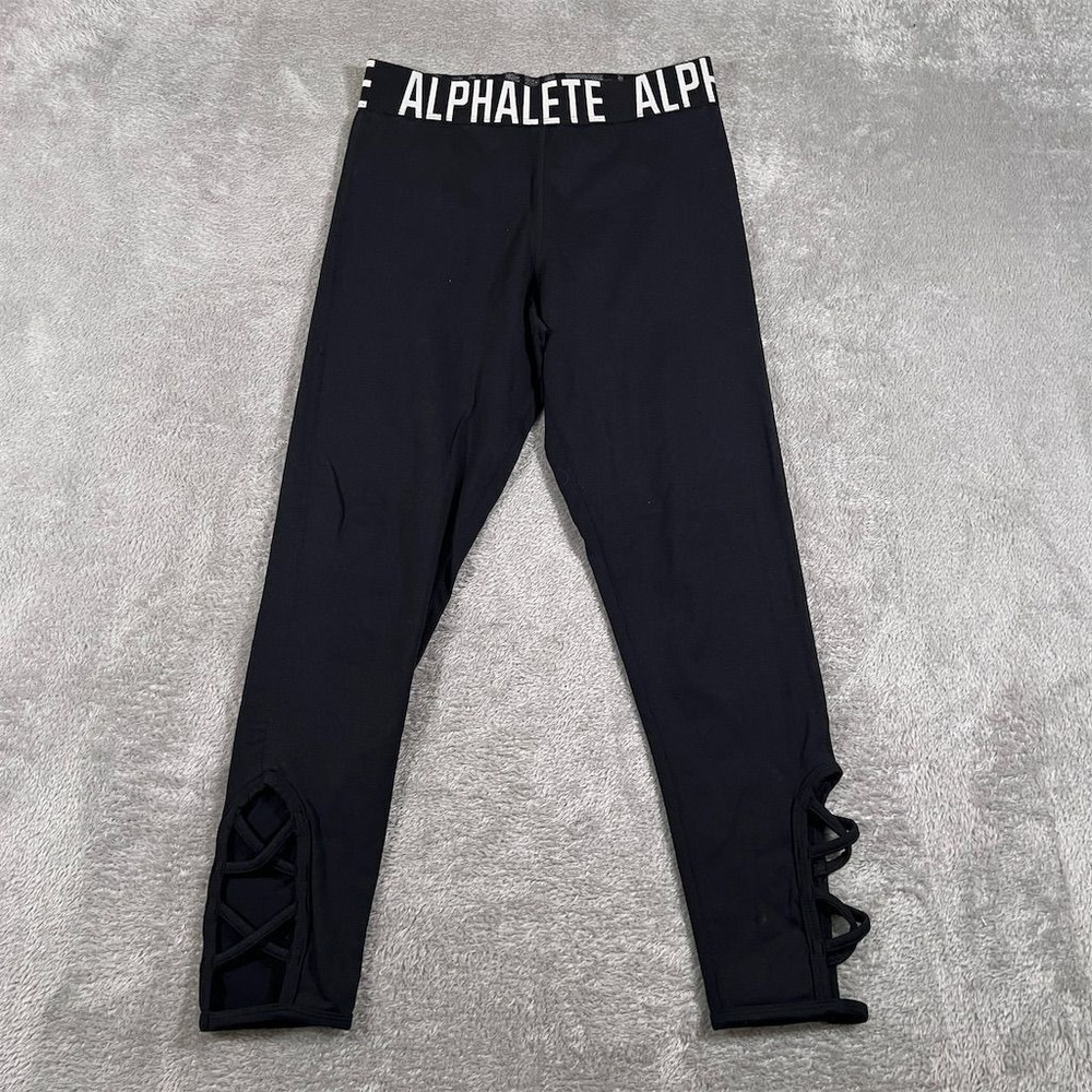 Alphalete Women's Black Criss Cross High Waist Leggings Size S